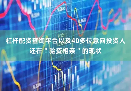 杠杆配资查询平台以及40多位意向投资人还在＂验资相亲＂的现状